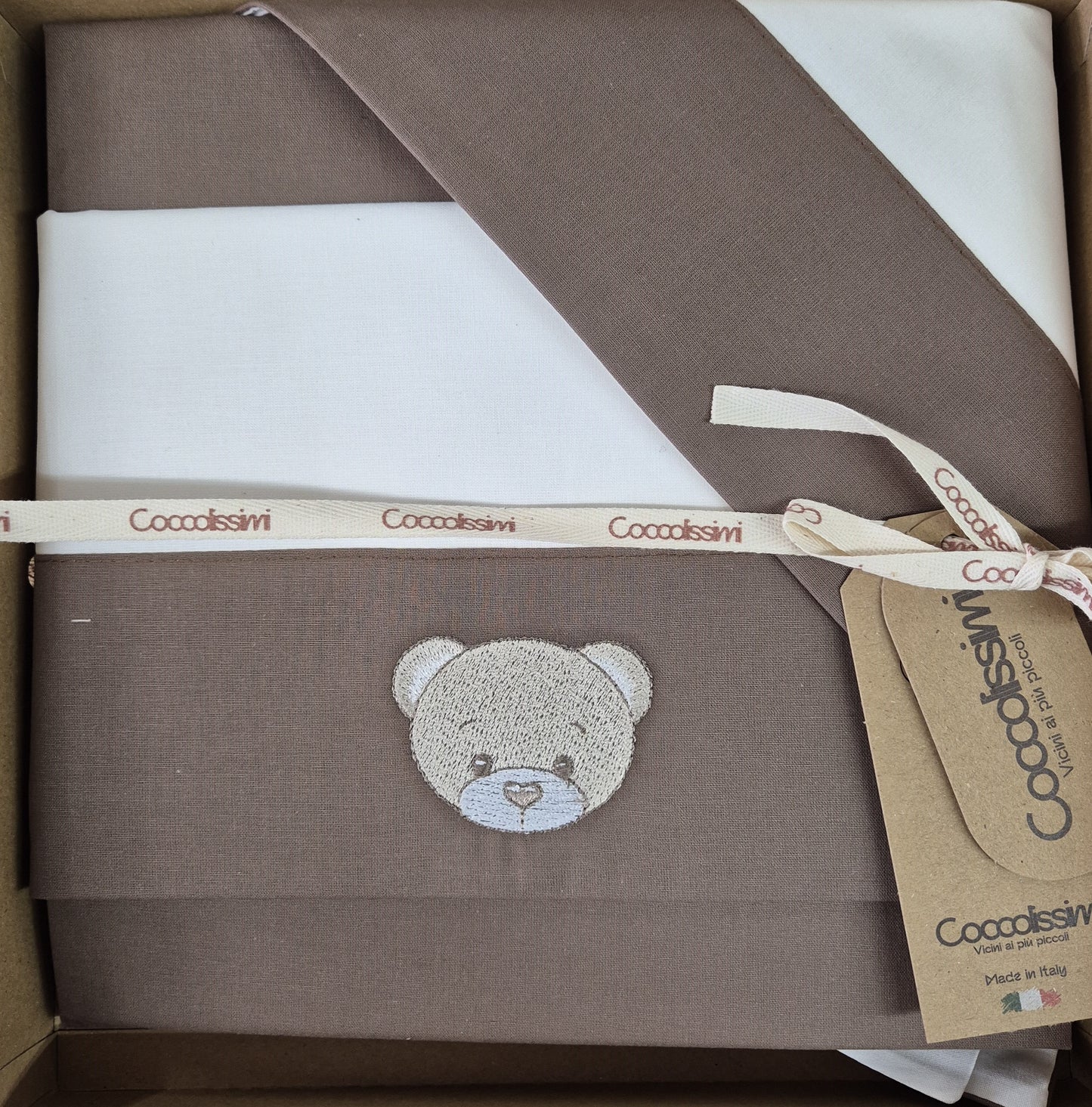 Lenzuola carrozzina Coccolissimi Teddy Moka