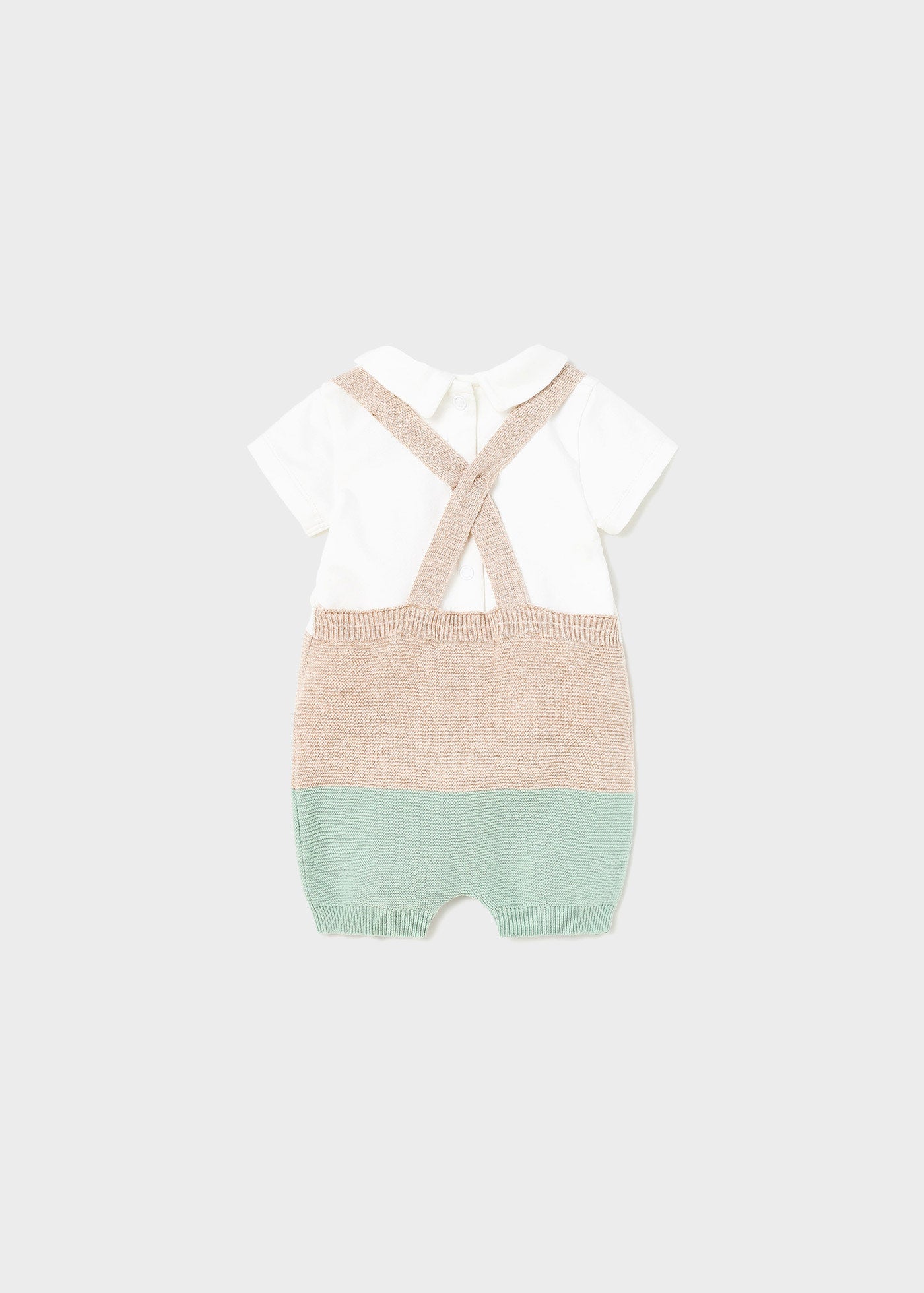 Salopette tricot con maglietta in cotone neonato