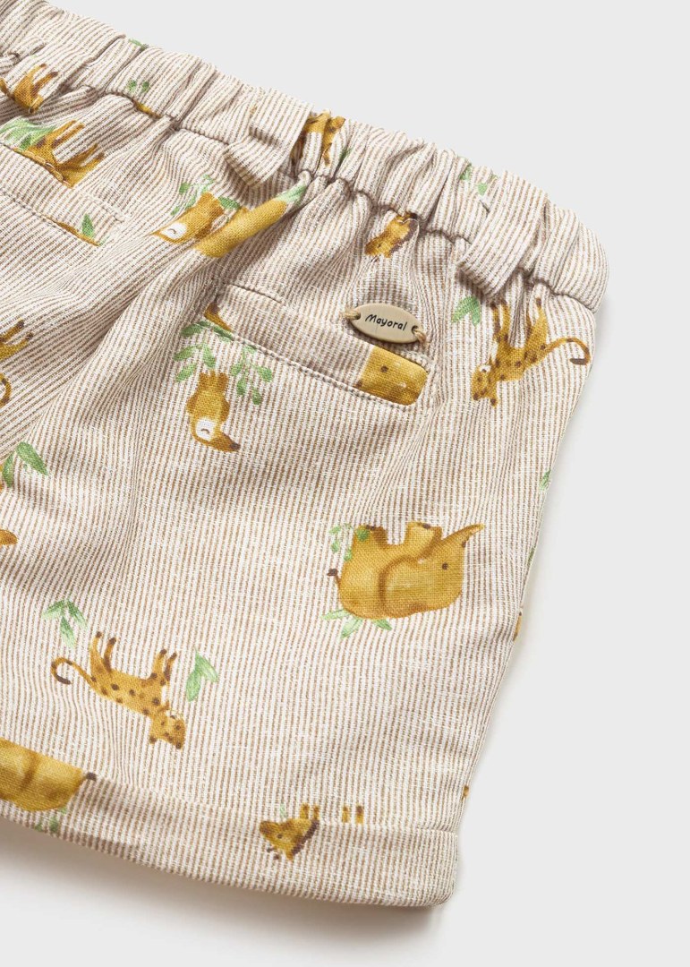 Pantaloncino stampa in lino neonato 01257