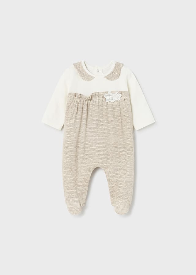 Pigiama colletto cotone sostenibile neonata 01734