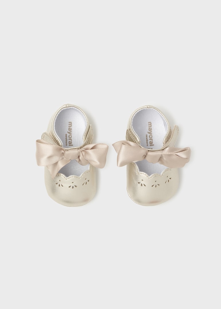 Scarpine con fiocco neonata 09631 Champagne