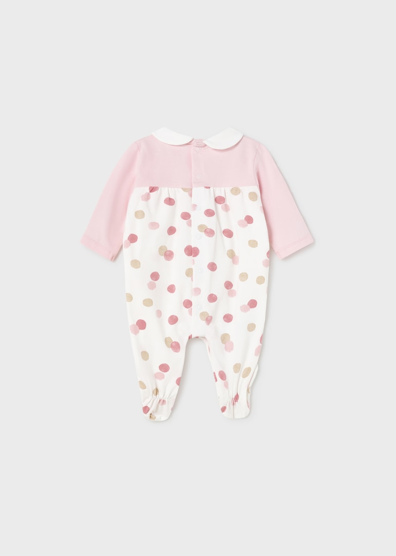 Pigiama con colletto in cotone sostenibile neonata 01736 Rosa Pois