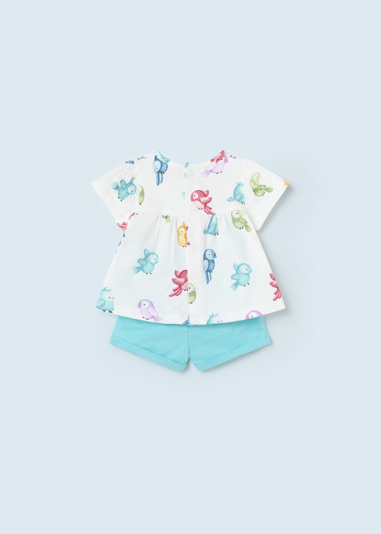 Set 2 pezzi con stampa neonata 01695 Turchese