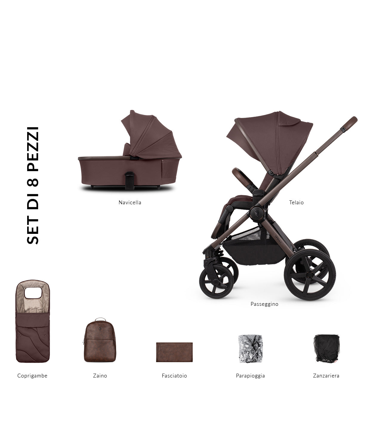 Trio Venicci Upline 2 Burgundy + ombrellino omaggio