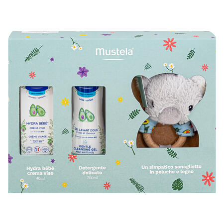 Cofanetto Koala Mustela: detergente + crema viso + sonaglino