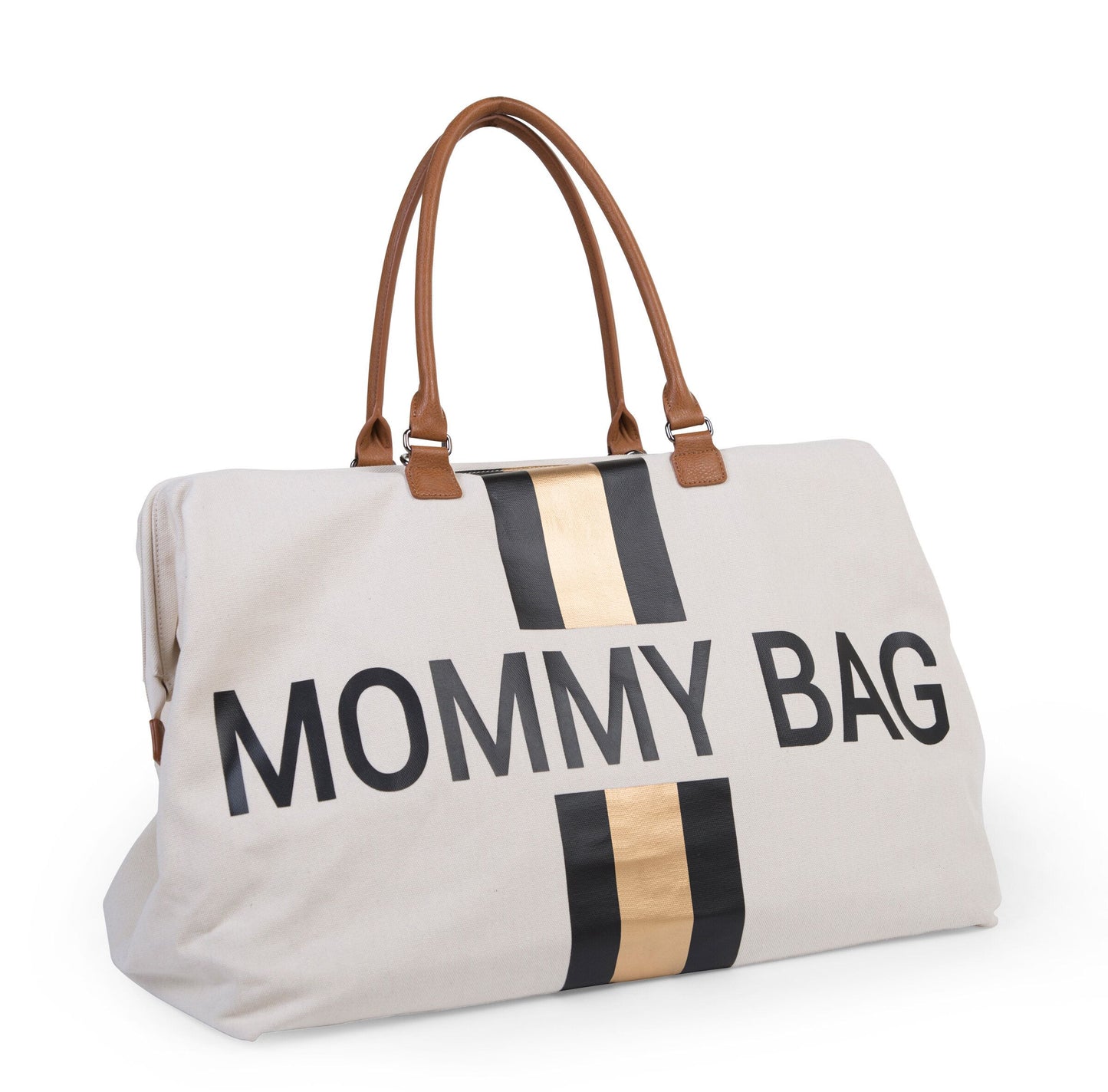 Borsa Mommy Bag Bianco Riga Nero/Oro