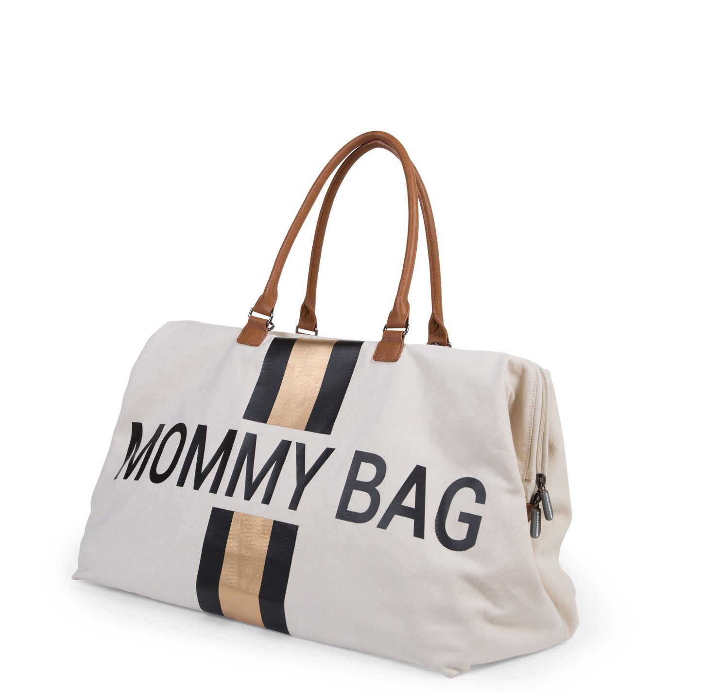 Borsa Mommy Bag Bianco Riga Nero/Oro