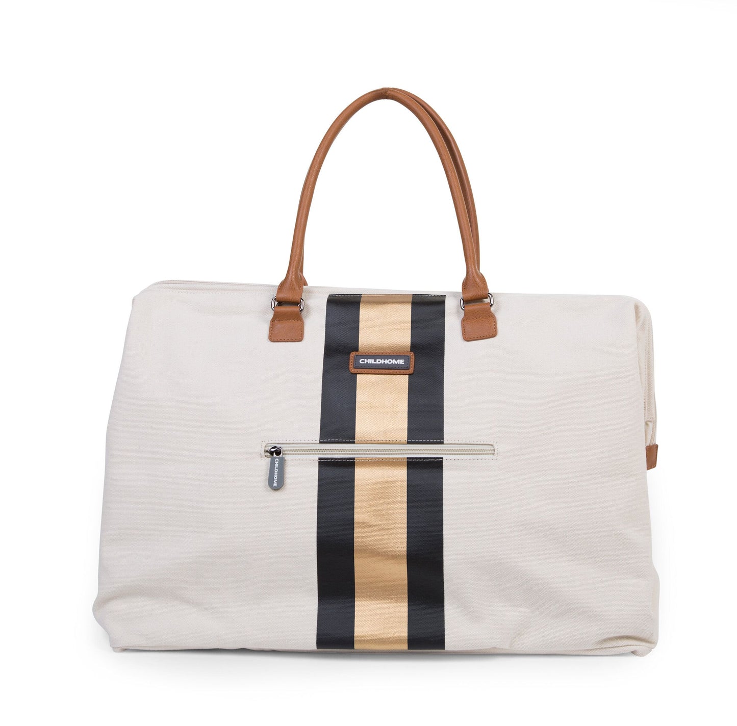 Borsa Mommy Bag Bianco Riga Nero/Oro