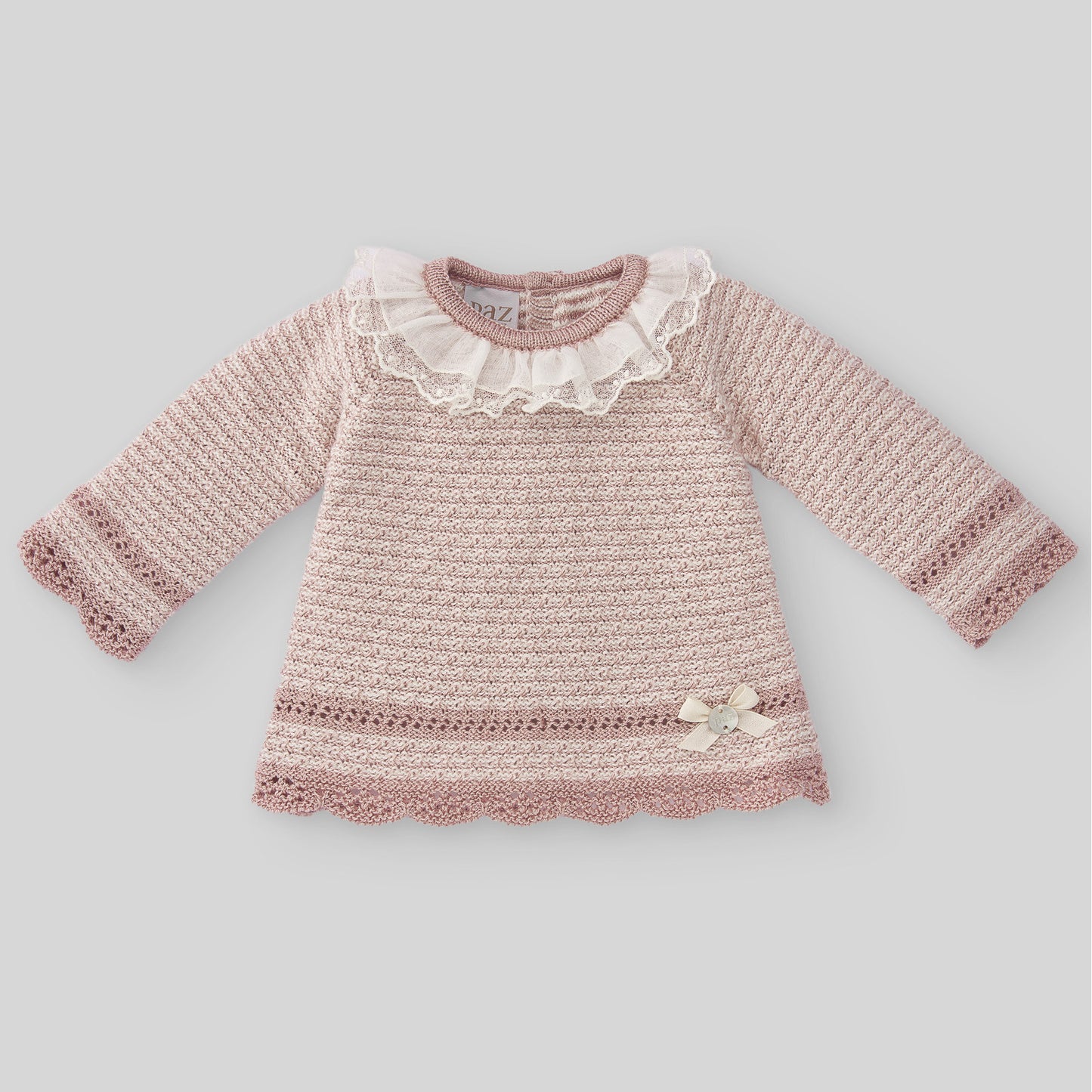 Maglia + Ghettina in cotone cashmere "OPERA" Neonata Rosa