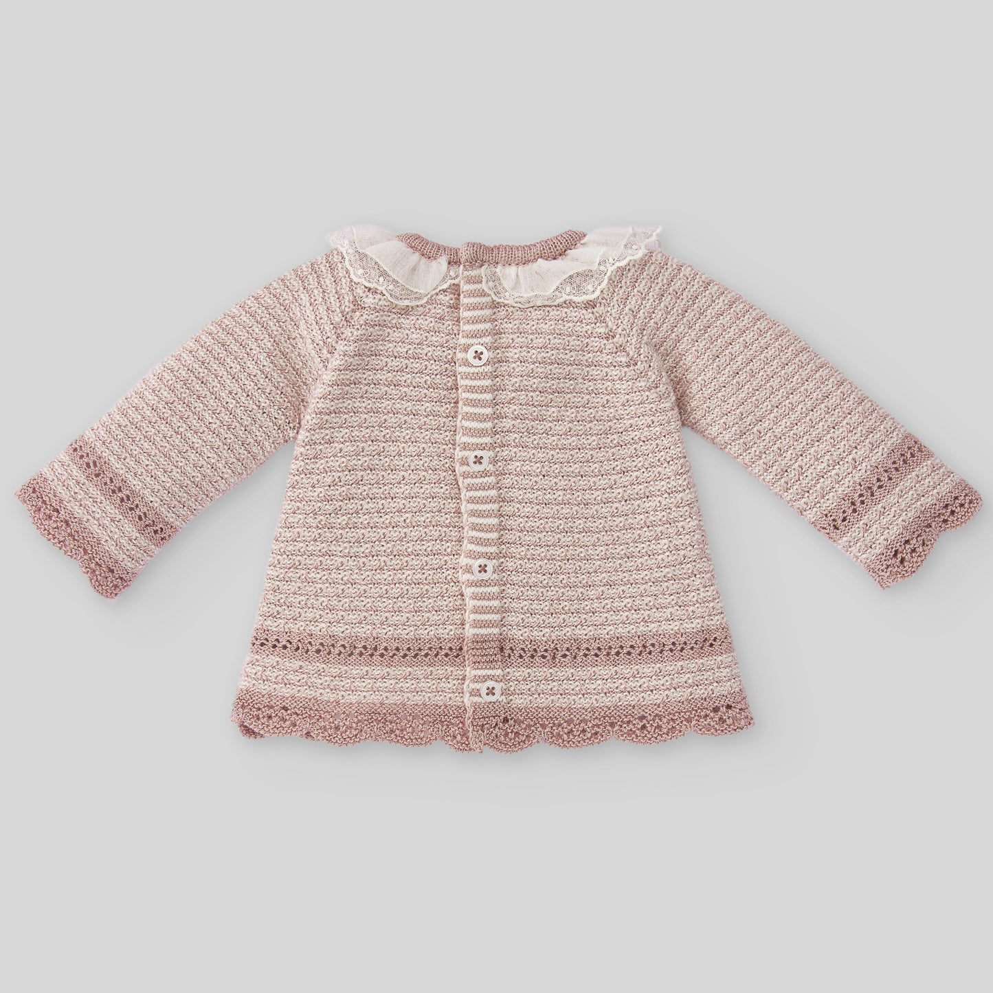 Maglia + Ghettina in cotone cashmere "OPERA" Neonata Rosa