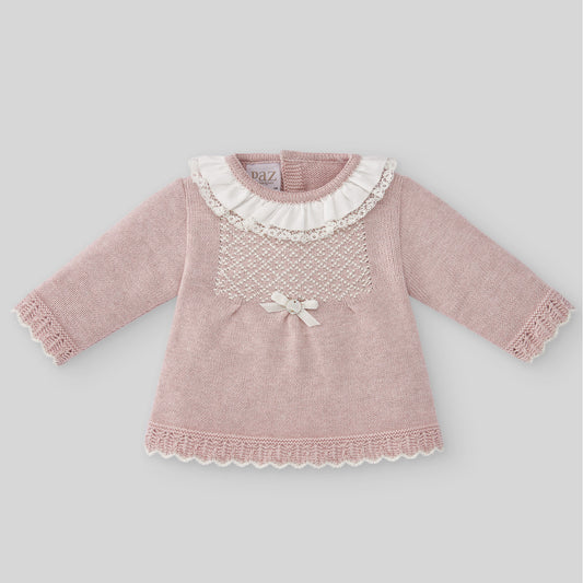 Maglia + Ghettina in cotone cashmere "R&J" Neonata Rosa