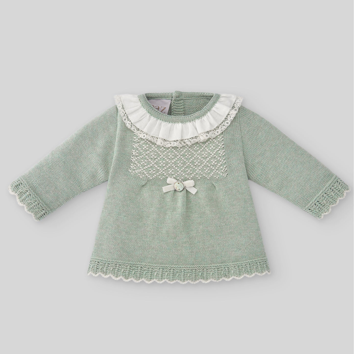 Maglia + Ghettina in cotone cashmere "R&J" Neonata Verde