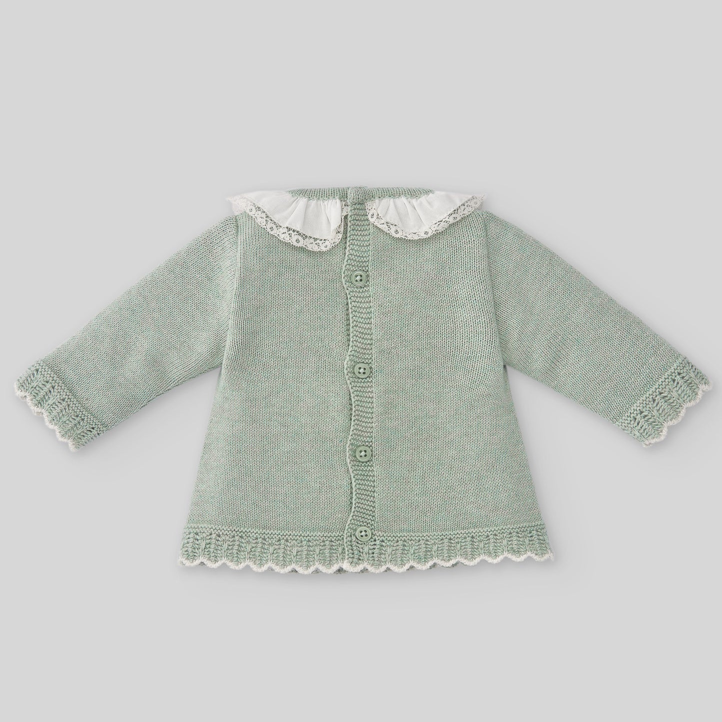 Maglia + Ghettina in cotone cashmere "R&J" Neonata Verde