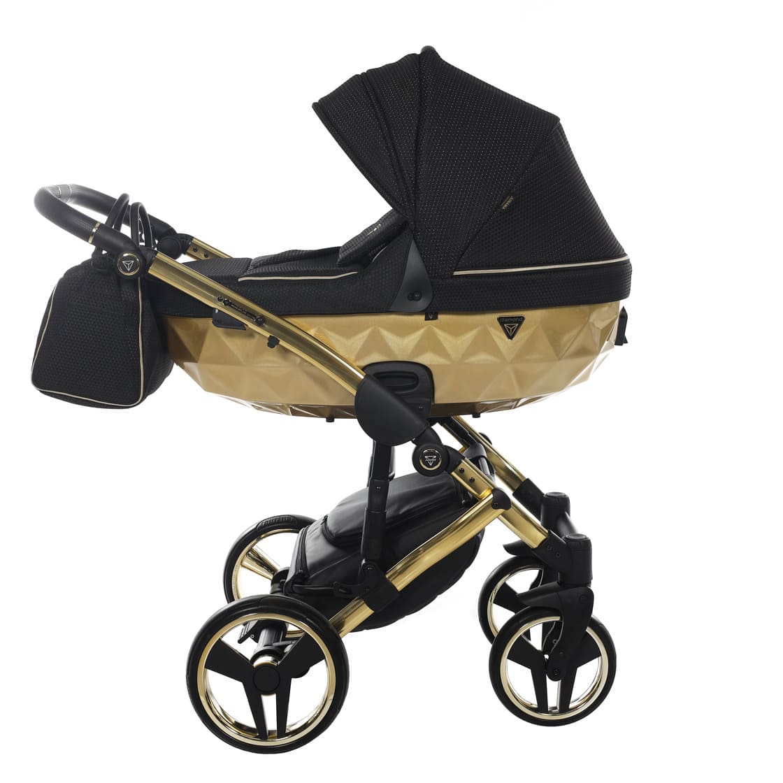 Trio Mirror Satin 3 in 1 Tessuto Nero Navicella Oro Giallo Telaio Oro Giallo