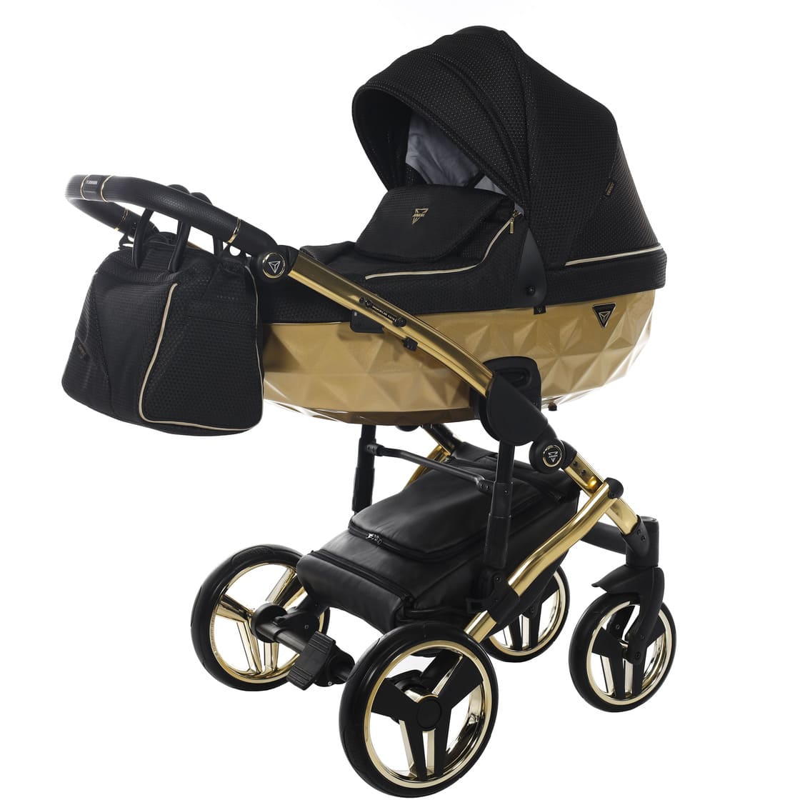 Trio Mirror Satin 3 in 1 Tessuto Nero Navicella Oro Giallo Telaio Oro Giallo