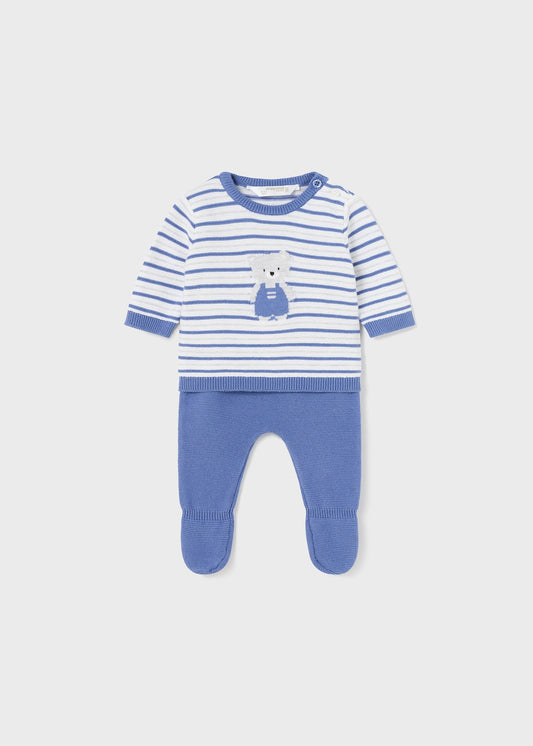 Completo 2 pezzi tricot in cotone sostenibile neonato 1507