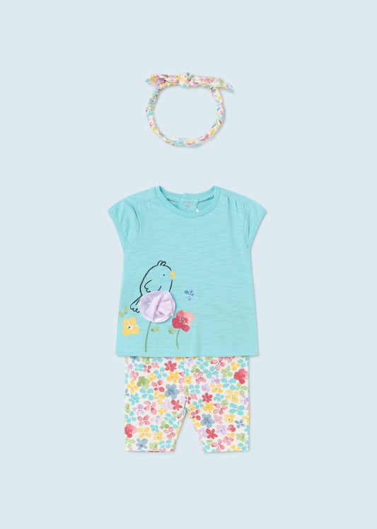 Completo 3 pezzi cotone sostenibile neonata 01746