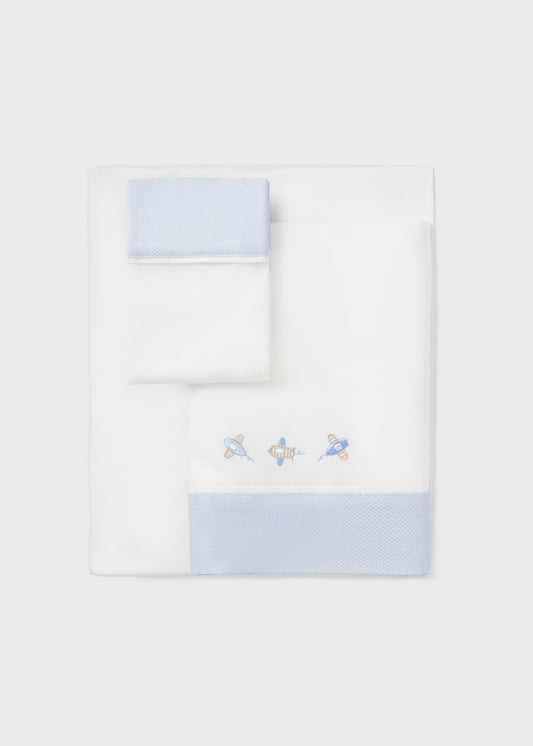 Lenzuola culla ricamo in cotone neonato 09312
