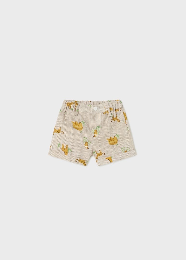 Pantaloncino stampa in lino neonato 01257