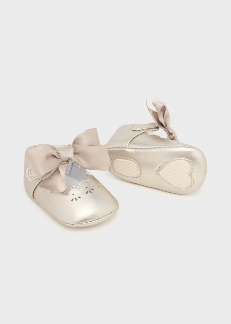 Scarpine con fiocco neonata 09631 Champagne