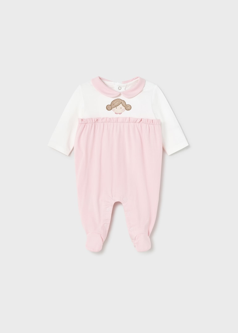 Pigiama con colletto in cotone sostenibile neonata 01736 Rosa Baby