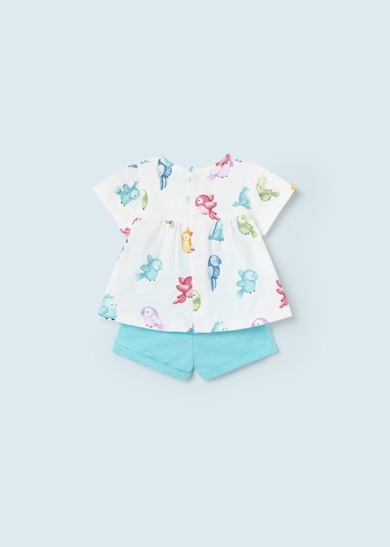 Set 2 pezzi con stampa neonata 01695 Turchese