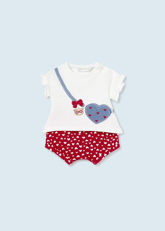 Set 2 pezzi cotone sostenibile neonata 01696 Cuori
