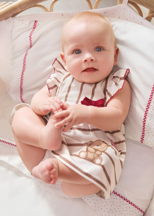 Vestito con stampa cotone sostenibile neonata 01803